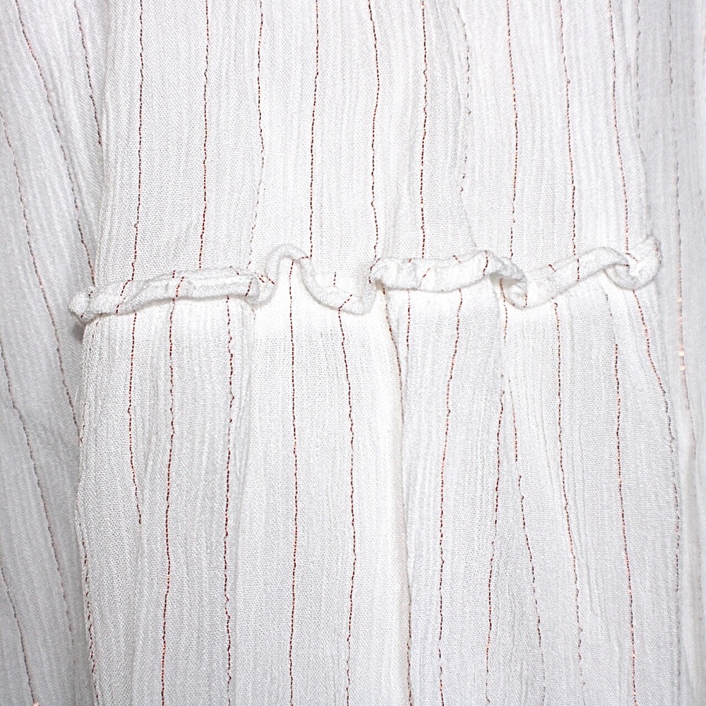 Ellen Tracey White Striped Peasant Blouse Medium - Picture 11 of 12